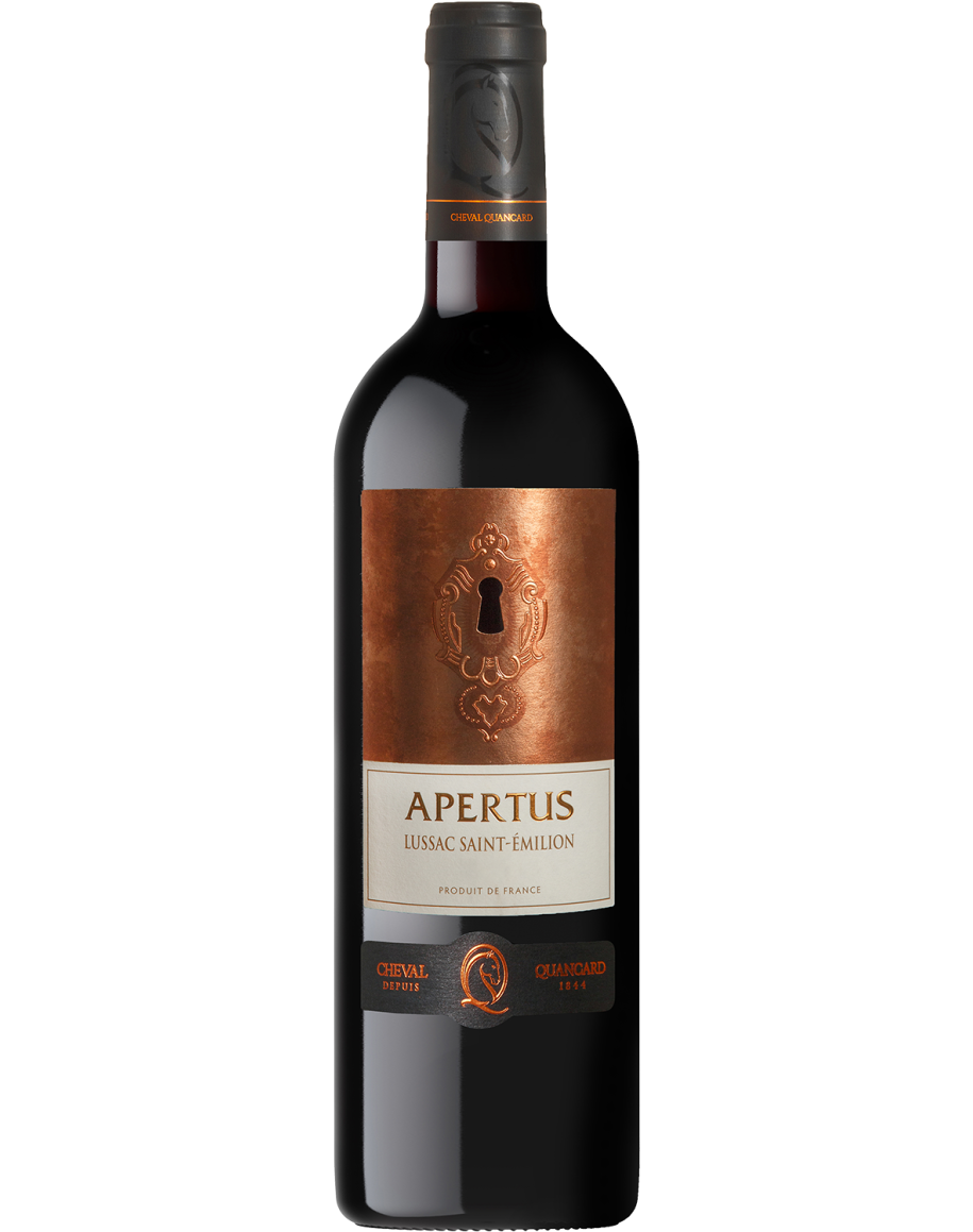 Bouteille d'Apertus, vin rouge AOP Lussac Saint-Émilion, 75 cl.