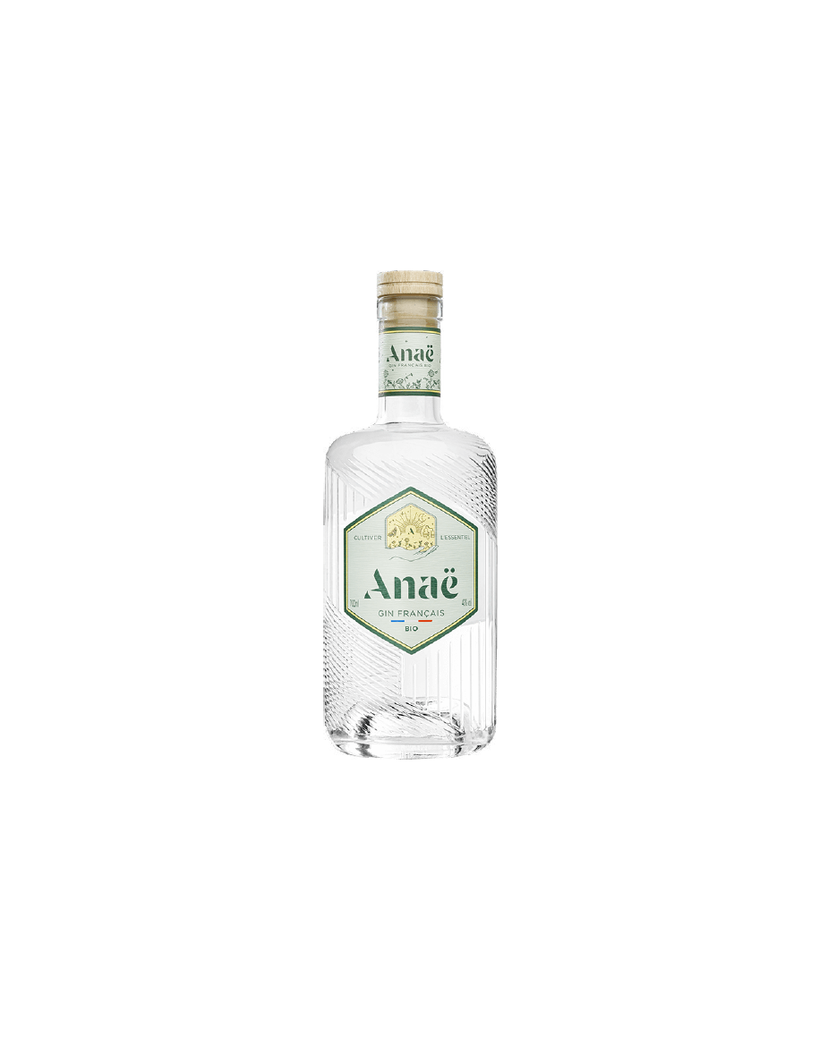 Bouteille d'Anaë Gin Français Bio, gin artisanal distillé en Charente, 70 cl.