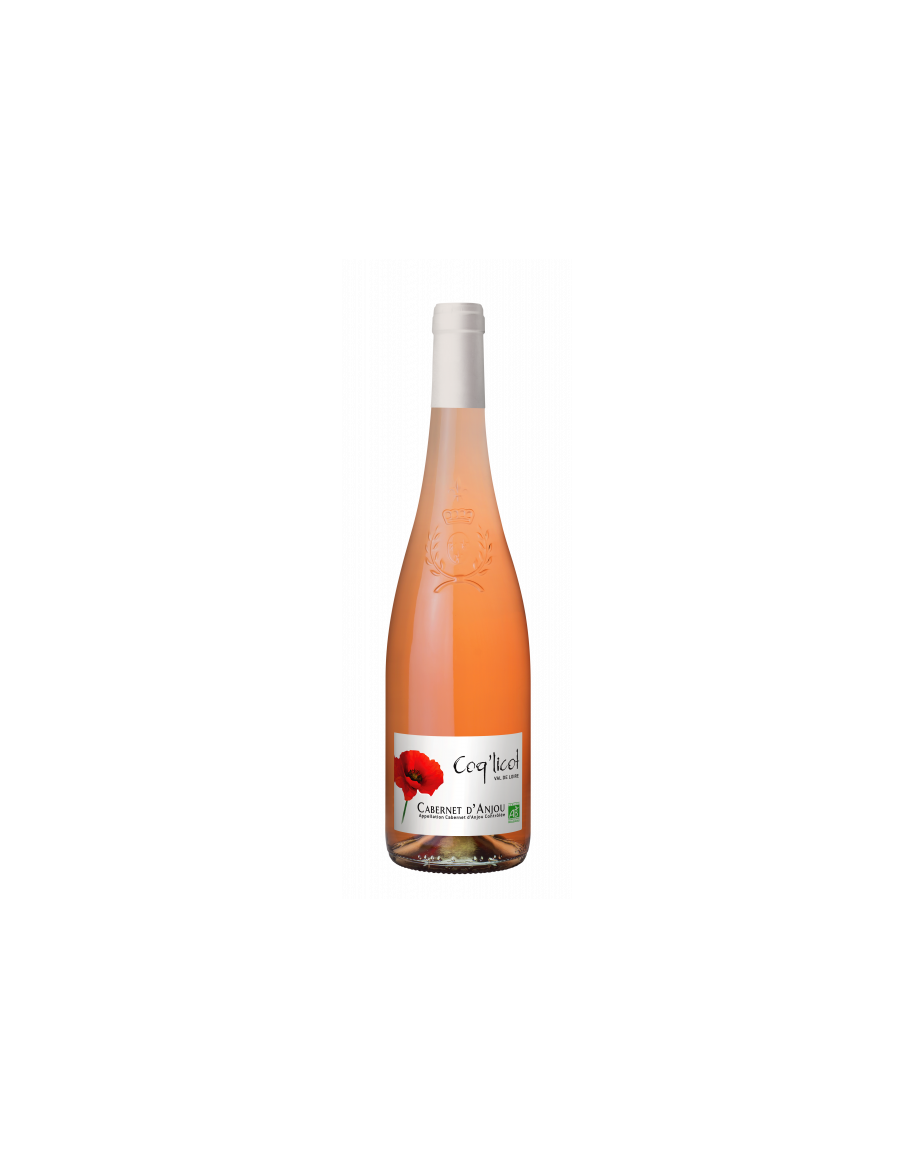 Bouteille de Cabernet d’Anjou Coq Licot – vin rosé tendre de Loire