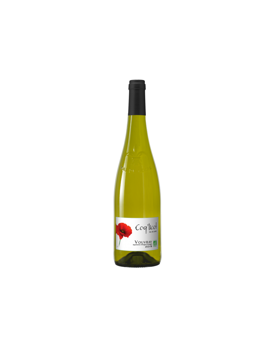 Bouteille de Vouvray Coq Licot – vin blanc sec tendre de Loire