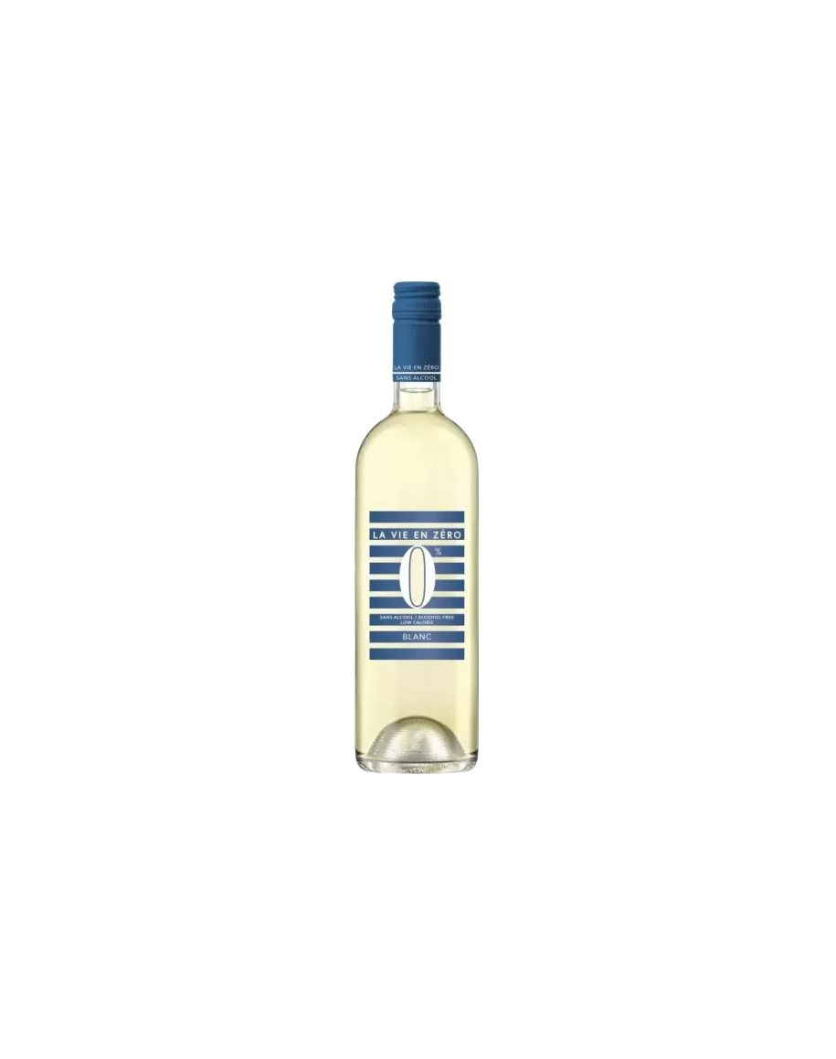Bouteille de vin blanc 75cl sans alcool - la vie en zéro