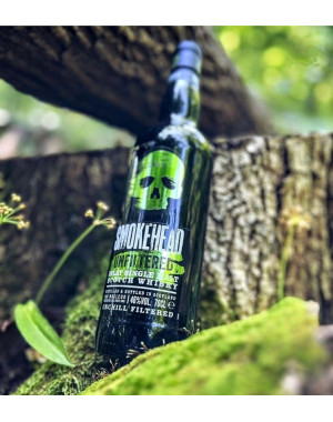 Bouteille de Smokehead Unfiltered Islay Single Malt Scotch Whisky 46%, whisky écossais tourbé non filtré à froid
