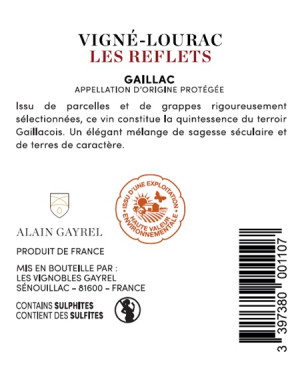 Etiquette Contre d'une bouteille des Reflets de Vigné Lourac - Rosé AOP Gaillac