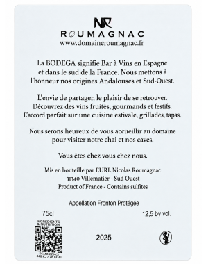 Contre étiquette Bouteille de Bodega Rosé Roumagnac