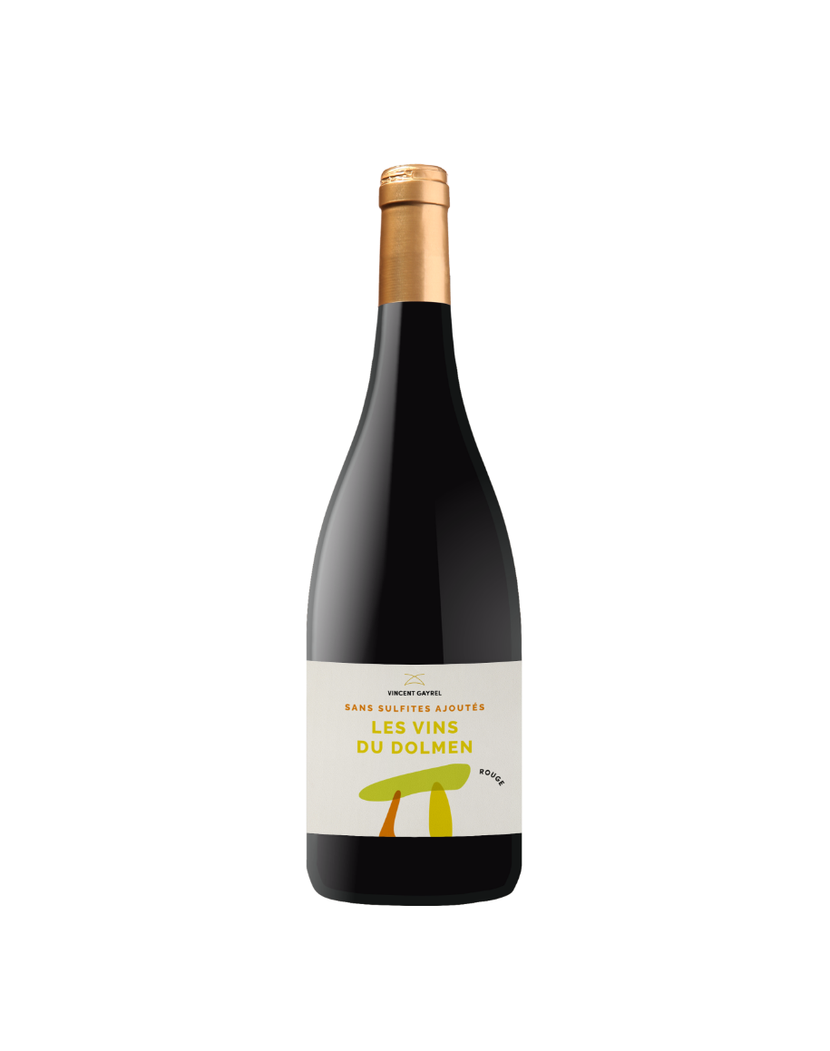 Bouteille de vin du Dolmen rouge sans sulfites