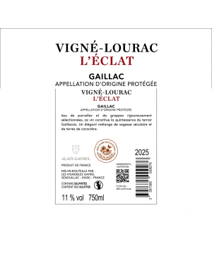 Etiquette Contre Bouteille Vigné-Lourac L'Éclat vin blanc Gaillac