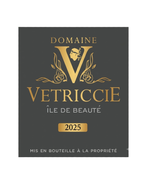 Étiquette face Domaine Vetriccie Blanc 2025 IGP Île de Beauté